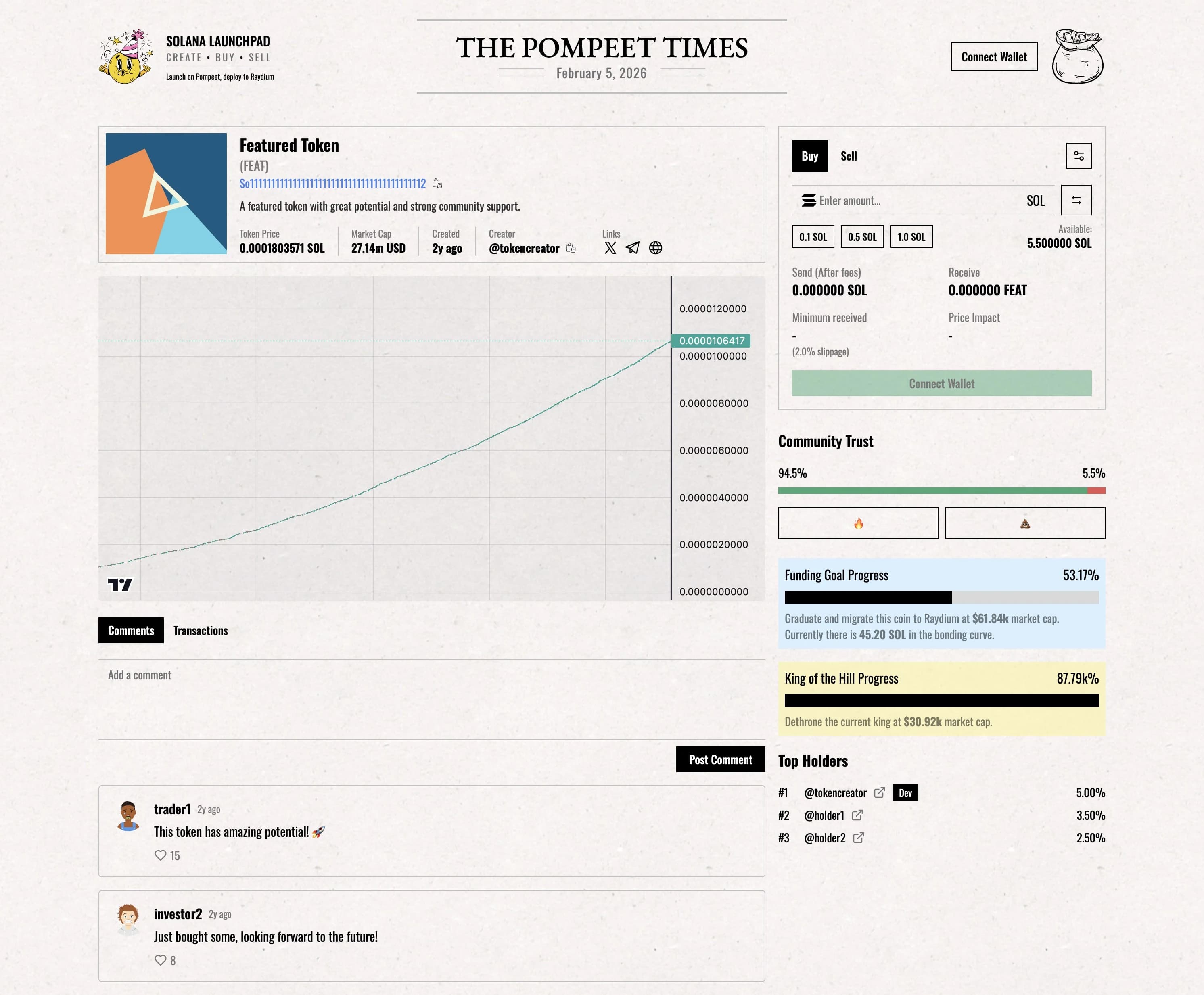 Pompeet.lol - Trading Page screenshot